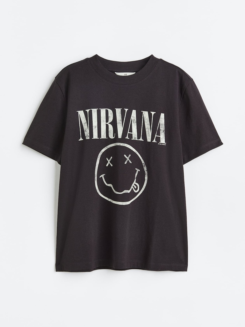 H&M Dark Gray Nirvana Graphic Tee with White Logo